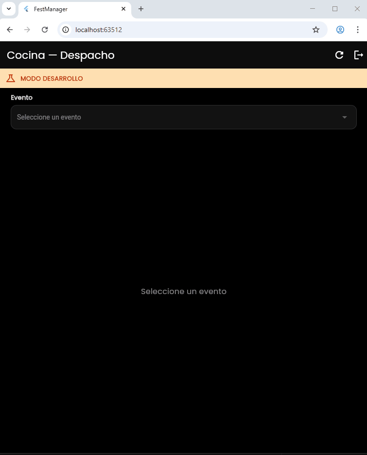 Monitor de cocina y catering en tiempo real para eventos en FestManager