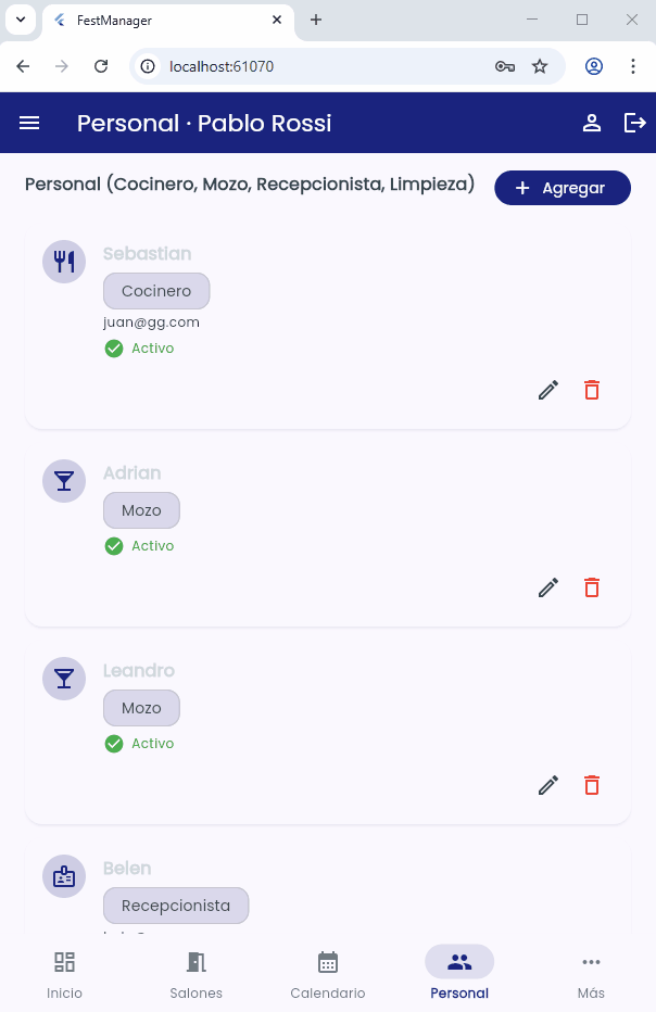 Gestión de staff y roles el día del evento en FestManager