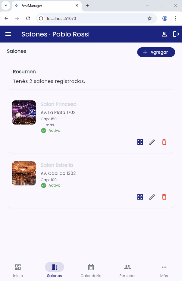 Gestión de salones de fiestas y planos interactivos en FestManager